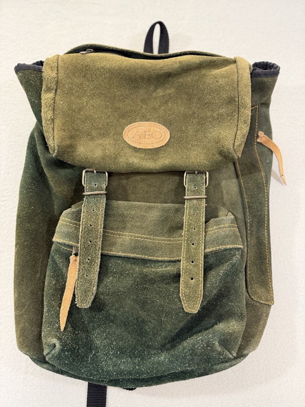 American Eagle Outfitters AEO Suede Green Rucksack Backpack Vintage Rugged
